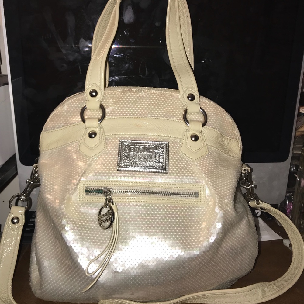 Coach Poppy Pearl White Sequin Rare Crossbody